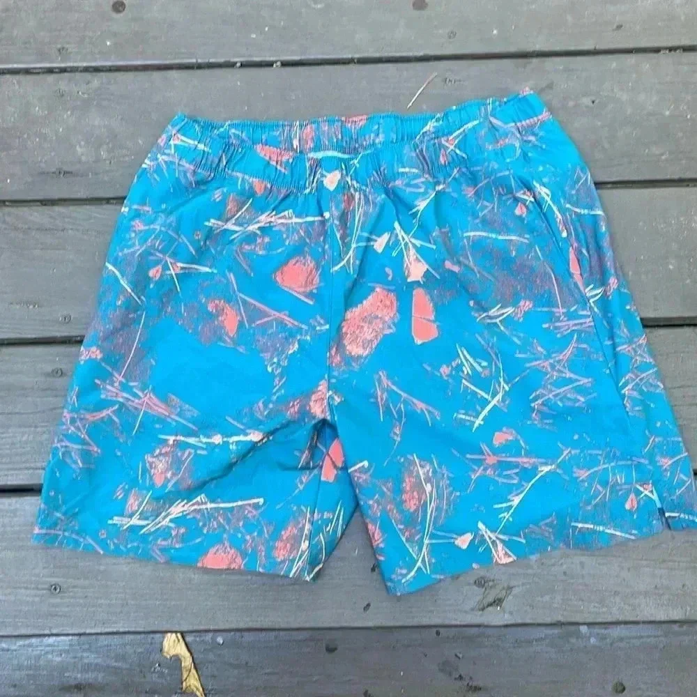North Face mens teal and orange design shorts size large